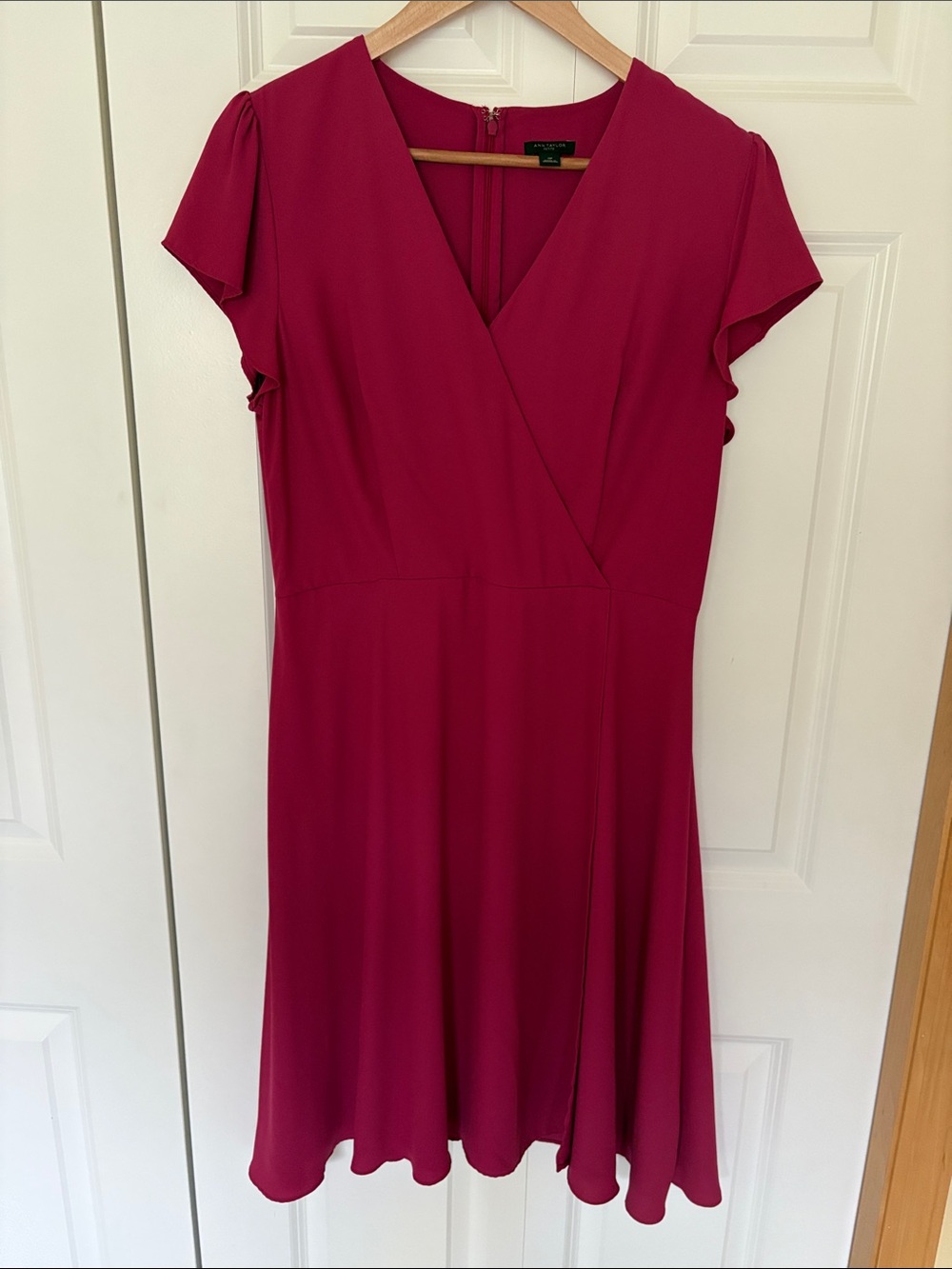Ann Taylor Fuchsia Wrap-Style Midi Dress